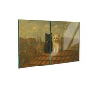 Placa protectora de vitrocerámica de cristal templado, tabla de cortar y placa de vitrocerámica, 2 piezas, 45 x 52 cm, higiénica y antideslizante, protección para inducción, vitrocerámica - Gato de