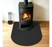Placa protectora para estufa de chimenea, 100 x 100 x 0,1 cm, color negro | 1832°F Base ignífuga para estufa de leña, núcleo de fibra de vidrio, estera ignífuga, protege el suelo y la alfombra