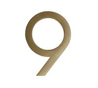 Placa Puerta Dorada Figura Decorativas Pared Número Dirección Latón Números Adhesivos Casa Metal Dígitos Creativos 0-9 para Villa Hotel Dormitorio Cartel Exterior Cafetería Buzón Calle (8cm,9)