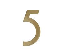 Placa Puerta Dorada Figura Decorativas Pared Número Dirección Latón Números Adhesivos Casa Metal Dígitos Creativos 0-9 para Villa Hotel Dormitorio Cartel Exterior Cafetería Buzón Calle (8cm,5)