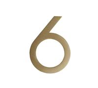 Placa Puerta Dorada Figura Decorativas Pared Número Dirección Latón Números Adhesivos Casa Metal Dígitos Creativos 0-9 para Villa Hotel Dormitorio Cartel Exterior Cafetería Buzón Calle (8cm,6)