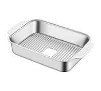 Placa rectangular para parrilla, sartén plana de metal, bandeja de mariscos, contenedor de alimentos, bandeja de barbacoa para cocina interior y exterior, placa de parrilla duradera para cocinar carne