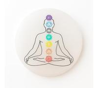 Placa redonda de Selenita Natural, 10 cm, Disco de carga circular cristal con Grabados Místicos, para Meditación y Energía, Nudo de Bruja, 7 Chakras, Flor de la Vida, Mandalas (7 Chakras)