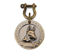 Placa redonda en relieve for perros, identificación de latón y acero inoxidable ant pérdida, diámetro 4,5cm, grabable con cabeza de raza canina, personalizable bricolaje(Dog Breed 1)