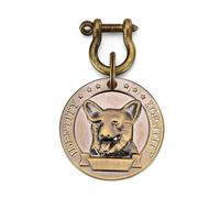 Placa redonda en relieve for perros, identificación de latón y acero inoxidable ant pérdida, diámetro 4,5cm, grabable con cabeza de raza canina, personalizable bricolaje(Dog Breed 13)