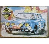 Placa renault 8 versiones rally 30 x 20 cm, chapa decorativa de garaje
