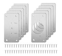 Placa Reparación Bisagra,8 Pcs Placas de Soportes de Reparación de Bisagras Reparación de Bisagras Acero Inoxidable con Tornillos para Muebles de Madera