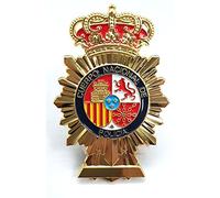 Placa Réplica Cuerpo Nacional de Policía España, Insignia Decorativa Coleccionable, Metal Esmaltado con Corona Real