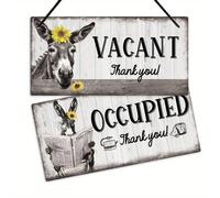 Placa Reversible de PVC para Hogar y Baño - '' o 'Ocupado' Placa de Agradecimiento, para Decoración de Granja, Baño, Lavabo - de Pared Fácil de Colgar