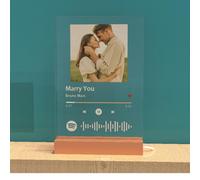 Placa Spotify Personalizada 22x15cm en Metacrilato con Base de Madera - Cuadro Foto Canción - Regalos para Todos los Momentos