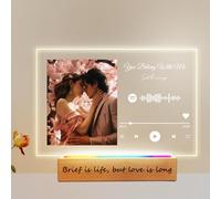 Placa Spotify Personalizada con Foto, Con Marco o Base, Diseño con Código escaneable de Canción. Regalo de Cumpleaños, Regalos Pareja, Aniversario, San Valentín (5 tamaños: 15-40 cm)