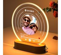 Placa Spotify Personalizada, Disco de Vinilo Marco Spotify Lampara Personalizada con Foto y Código, Cuadro Spotify Personalizado Marco de Fotos Original Regalos para Pareja Novia Novio Aniversario