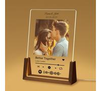 Placa Spotify Personalizada - Regalo Aniversario, Pareja, Novio, Novia - Regalo Original y Personalizado con Foto - Placa de Metacrilato con Canción de Spotify - con Base de Madera