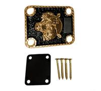 Placa trasera de cuello de guitarra eléctrica para estilo ST, tablero de conexión de fuerza de refuerzo de junta de metal, compatible con Telecaster, 6.3 x 5 (dorado)