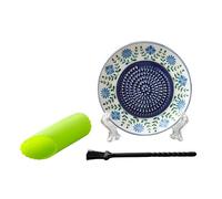 Placa trituradora de ajo y jengibre de cerámica con pelador y cepillo, triturador de frutas, rallador para tareas de cocina fáciles, máquina para hacer puré