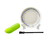 Placa trituradora de ajo y jengibre de cerámica con pelador y cepillo, triturador de frutas, rallador para tareas de cocina fáciles, máquina para hacer puré