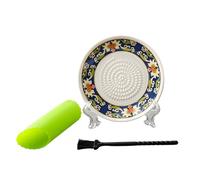 Placa trituradora de ajo y jengibre de cerámica con pelador y cepillo, triturador de frutas, rallador para tareas de cocina fáciles, máquina para hacer puré