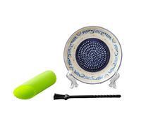 Placa trituradora de ajo y jengibre de cerámica con pelador y cepillo, triturador de frutas, rallador para tareas de cocina fáciles, máquina para hacer puré