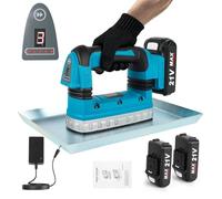 Placa vibratoria eléctrica de 150 W, 0 - 9000 rpm, 6 niveles ajustable, para compactación, compactador de suelo con 2 baterías para mortero de cemento, superficies de suelo y pared