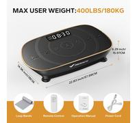 Placa vibratoria MERACH, máquina de ejercicio vibratoria y silenciosa para moldear y , control de velocidad automático o manual, de silicona cómoda