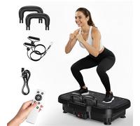 Placa vibratoria, placa vibratoria deportiva para el hogar, 1-180 diferentes intensidades de vibración, para el desarrollo muscular, pérdida de grasa y entrenamiento de cuerpo entero, viene con 2 asas