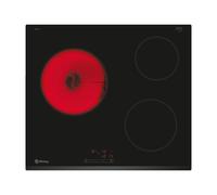 Placa vitrocerámica balay 3eb714lr con 3 zonas de cocción zona grande de 18cm 5700 w negro 60cm