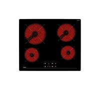 Placa vitrocerámica - Teka TZ 6415, 4 zonas, Zona grande 21 cm, Touch Control, 60 cm, Negro