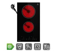 Placa vitrocermica, eléctrica 30cm 3 kW 2 fuegos 9 niveles de potencia