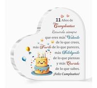 Placas Acrílicas 11º cumpleaños Regalos inspiradores Once Años Signos Forma Corazón Fecha Nacimiento Animar Apreciar Signos Amigas Amigos Hermana Hijo Hija Prima Primo Recuerdos