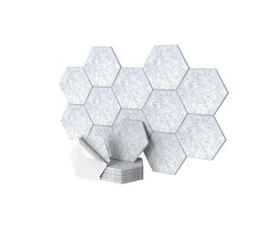 Placas acústicas Relaxdays, 18 Unidades, Autoadhesivas, hexagonales, 30 x 26 cm, Aislamiento acústico, decoración Gris