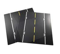 Placas Base de Bloques de Construcción de Carreteras Rectas, Paquete de 2 | Construye ciudades personalizadas con placas de carretera perfectas para vehículos, edificios y juegos imaginativos