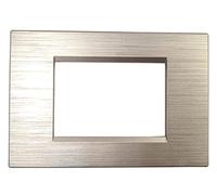 Placas compatibles Bticino Living Light Bticino Living Iinternational Modelo cuadrado de tecnopolímero cepillado placa 3 4 7 módulos puestos para soportes LN4703 y N4703 (3 módulos, oro satinado)