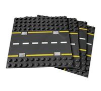 Placas de Base de Carretera de Bloques de Construcción, 4 Piezas | Expande tu ciudad de bloques de construcción con 2 placas rectas y 2 curvas para infinitas posibilidades de diseño