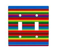 Placas de cubierta de interruptor de luz a rayas vibrantes/cubiertas de toma, líneas coloridas de arco iris para decoración del hogar, placas de pared termoplásticas, tamaño estándar doble palanca