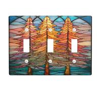 Placas de cubierta de interruptor de luz con árboles otoñales, diseño vibrante de pino naranja para decoración del hogar, placas de pared termoplásticas, tamaño estándar