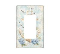 Placas de cubierta de interruptor de luz de ancla náutica/cubiertas de salida, hortensias azules con gaviotas para acentos de pared costera, placas de pared termoplásticas de verano, balancín