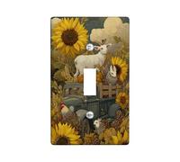 Placas de cubierta de interruptor de luz de animales de granja otoñal/cubiertas de tomacorriente, diseño rústico de girasol para decoración del hogar, placas de pared de plástico, tamaño estándar