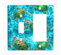 Placas de cubierta de interruptor de luz de tortuga marina tropical, cubiertas de salida, criaturas oceánicas azul aguamarina para decoración del hogar costero, placas de pared termoplásticas