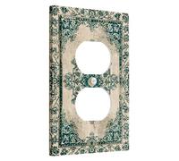 Placas de cubierta de interruptor de luz floral vintage, patrones antiguos verde azulado para decoración del hogar, placas de pared termoplásticas, tamaño estándar dúplex individual