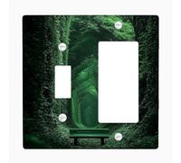 Placas de cubierta de interruptor de luz inspiradas en la naturaleza/cubiertas de toma, camino de bosque exuberante para decoración del hogar, placas de pared ecológicas, balancín de palanca de tamaño