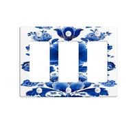 Placas de cubierta para interruptor de luz azul floral, diseño clásico de flores azules y blancas para decoración del hogar, placas de pared termoplásticas, placa de pared de tamaño estándar de 3