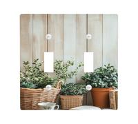 Placas de cubierta para interruptor de luz botánica/cubiertas de salida, plantas verdes en maceta para decoración del hogar, placas de pared termoplásticas, tamaño estándar, doble palanca