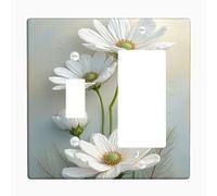 Placas de cubierta para interruptor de luz con diseño floral blanco, elegantes flores de jardín para decoración del hogar, placas de pared termoplásticas, balancín de palanca de tamaño estándar
