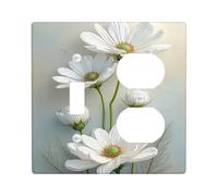 Placas de cubierta para interruptor de luz con diseño floral blanco, elegantes flores de jardín para decoración del hogar, placas de pared termoplásticas, tamaño estándar dúplex