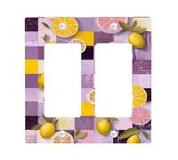 Placas de cubierta para interruptor de luz con patrón cítrico, diseño de limón y naranja para decoración de cocina, placas de pared termoplásticas, tamaño estándar doble basculante