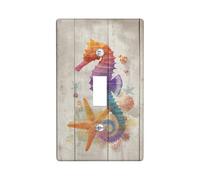Placas de cubierta para interruptor de luz de caballitos de mar del océano, cubiertas de toma, coloridas criaturas oceánicas decorativas para acentos náuticos, placas de pared termoplásticas, tamaño