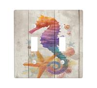 Placas de cubierta para interruptor de luz de caballitos de mar del océano, cubiertas de toma, coloridas criaturas oceánicas decorativas para acentos náuticos, placas de pared termoplásticas, tamaño