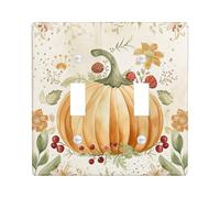Placas de cubierta para interruptor de luz de calabaza de cosecha otoñal/cubiertas de salida, verduras de otoño naranja para decoración de vacaciones, placas de pared termoplásticas, doble palanca de
