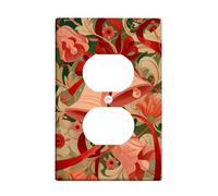 Placas de cubierta para interruptor de luz de campana navideña, diseño floral rojo para decoración festiva, placas de pared termoplásticas, tamaño estándar, salida dúplex individual