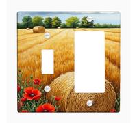 Placas de cubierta para interruptor de luz de campo de amapolas/cubiertas de salida, flores rojas brillantes para decoración del hogar, placas de pared termoplásticas, balancín de palanca de tamaño